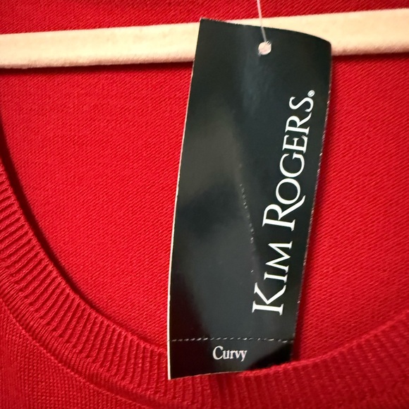 NWT *small flaw* KIM ROGERS Curvy Mallory Red Knit Sweater Top Size 1X - Picture 3 of 11